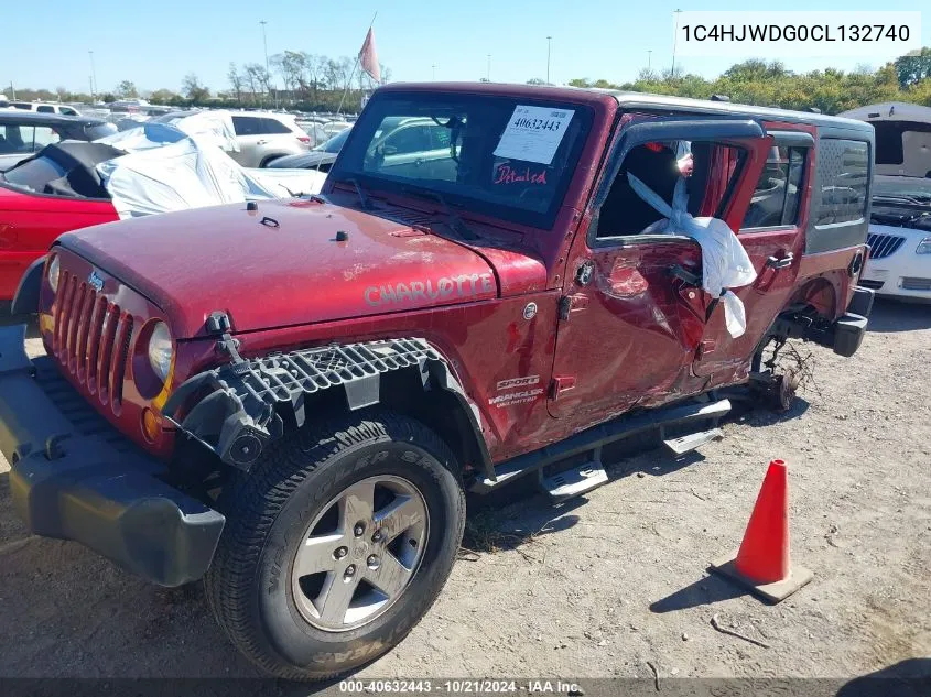 2012 Jeep Wrangler Unlimited Sport VIN: 1C4HJWDG0CL132740 Lot: 40632443