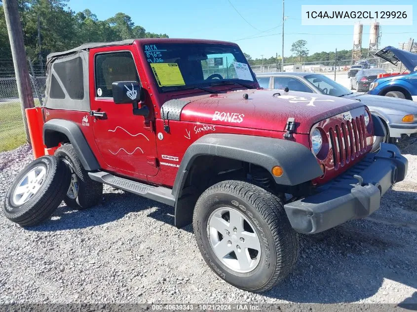 2012 Jeep Wrangler Sport VIN: 1C4AJWAG2CL129926 Lot: 40639343