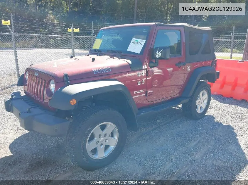 2012 Jeep Wrangler Sport VIN: 1C4AJWAG2CL129926 Lot: 40639343