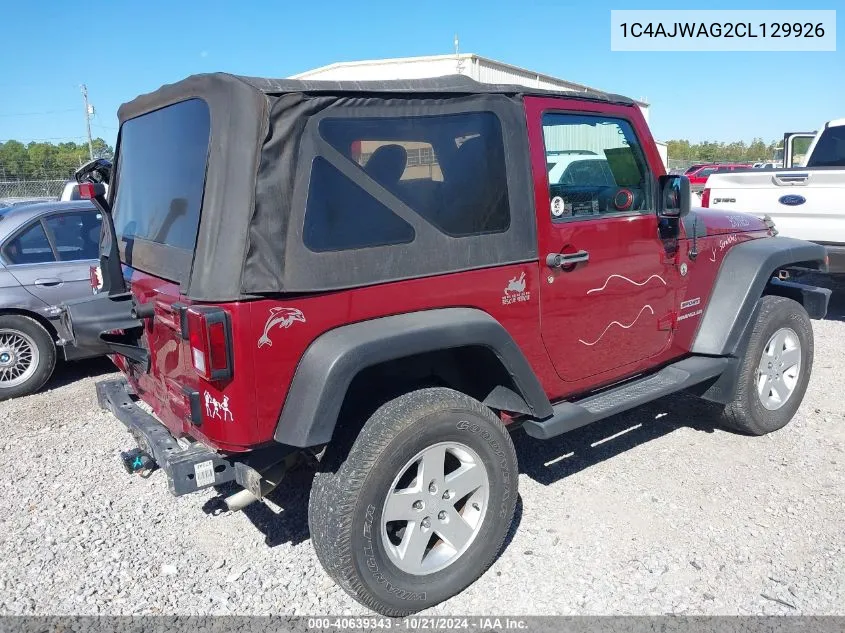 2012 Jeep Wrangler Sport VIN: 1C4AJWAG2CL129926 Lot: 40639343