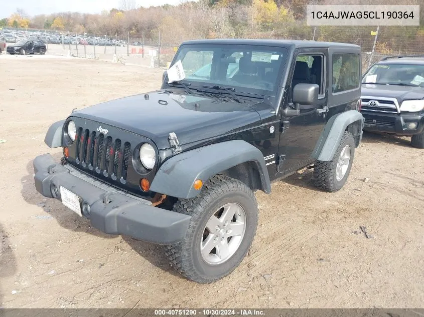 2012 Jeep Wrangler Sport VIN: 1C4AJWAG5CL190364 Lot: 40751290