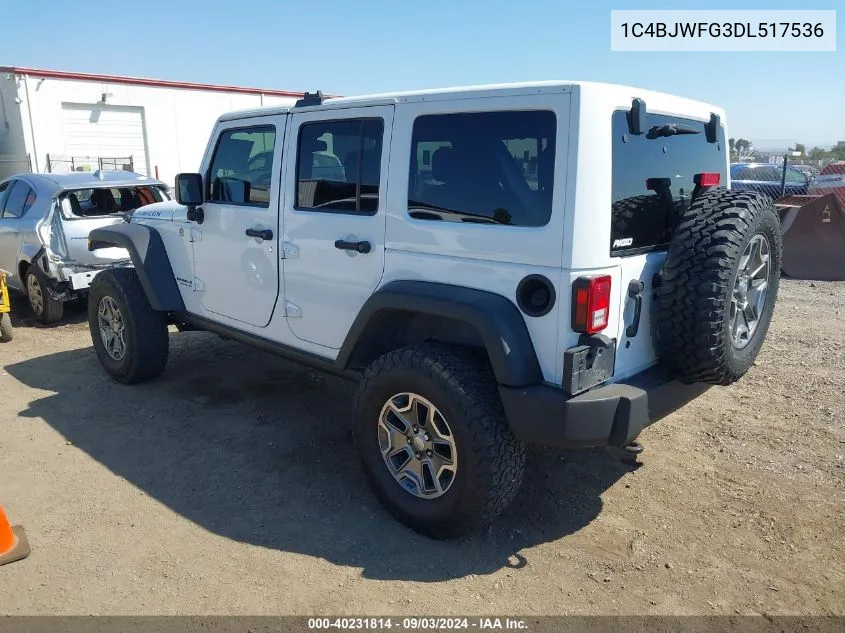 2013 Jeep Wrangler Unlimited Rubicon VIN: 1C4BJWFG3DL517536 Lot: 40231814