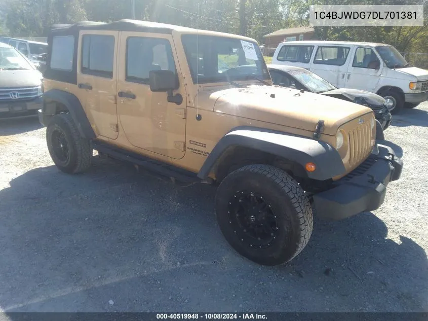 2013 Jeep Wrangler Unlimited Sport VIN: 1C4BJWDG7DL701381 Lot: 40519948