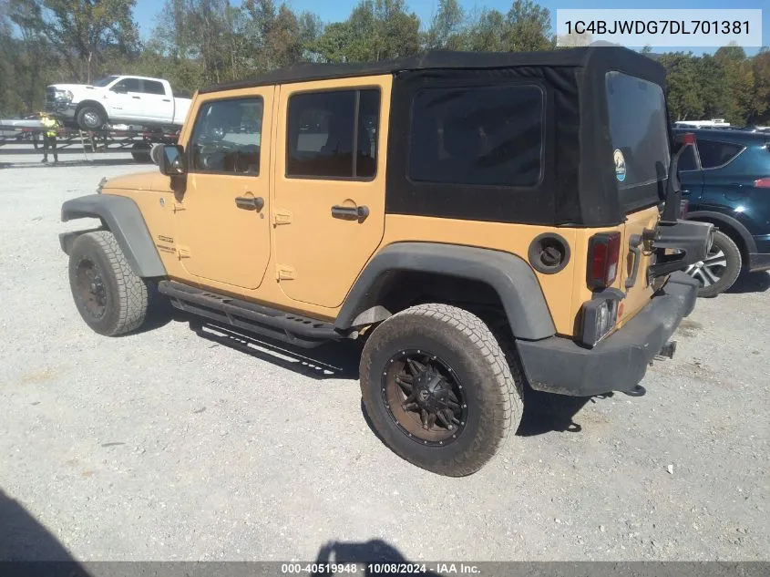 2013 Jeep Wrangler Unlimited Sport VIN: 1C4BJWDG7DL701381 Lot: 40519948