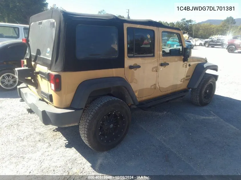 2013 Jeep Wrangler Unlimited Sport VIN: 1C4BJWDG7DL701381 Lot: 40519948