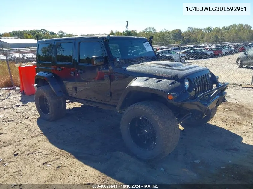 2013 Jeep Wrangler Unlimited Sahara VIN: 1C4BJWEG3DL592951 Lot: 40626643