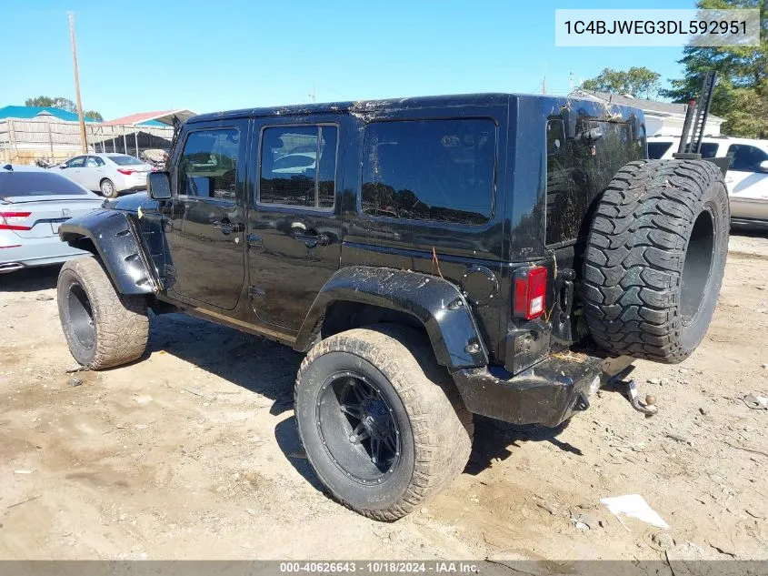 2013 Jeep Wrangler Unlimited Sahara VIN: 1C4BJWEG3DL592951 Lot: 40626643