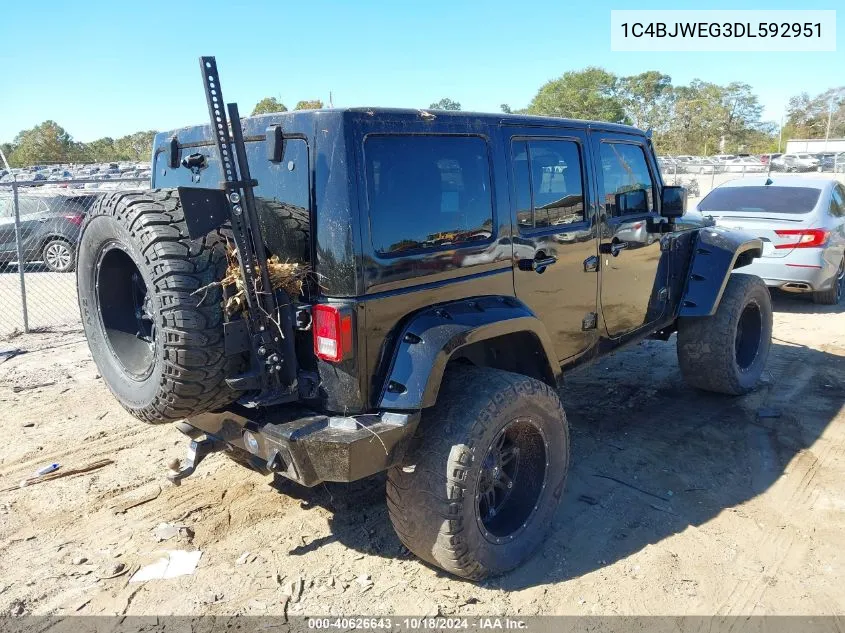 2013 Jeep Wrangler Unlimited Sahara VIN: 1C4BJWEG3DL592951 Lot: 40626643