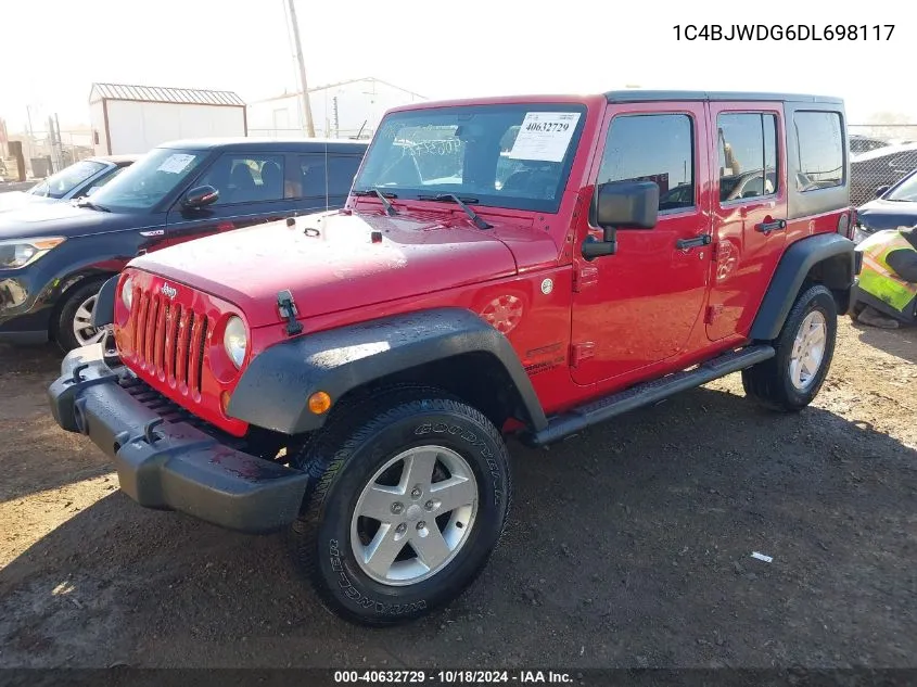 2013 Jeep Wrangler Unlimited Sport VIN: 1C4BJWDG6DL698117 Lot: 40632729