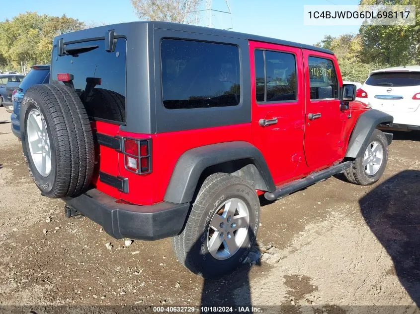 2013 Jeep Wrangler Unlimited Sport VIN: 1C4BJWDG6DL698117 Lot: 40632729