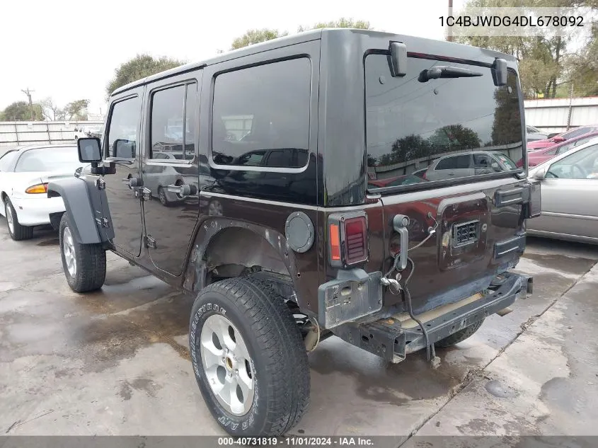 2013 Jeep Wrangler Unlimited Sport VIN: 1C4BJWDG4DL678092 Lot: 40731819