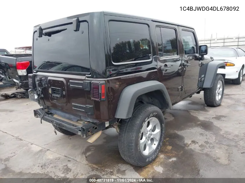 2013 Jeep Wrangler Unlimited Sport VIN: 1C4BJWDG4DL678092 Lot: 40731819