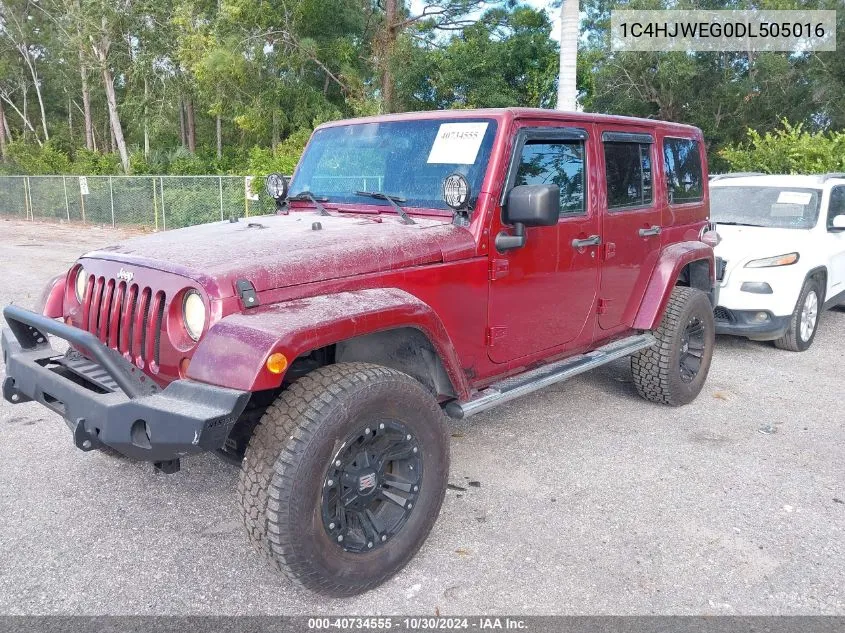 2013 Jeep Wrangler Unlimited Sahara VIN: 1C4HJWEG0DL505016 Lot: 40734555