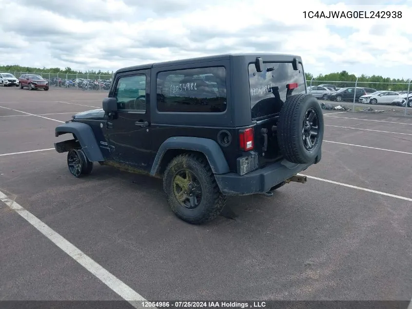 2014 Jeep Wrangler Sport VIN: 1C4AJWAG0EL242938 Lot: 12054986