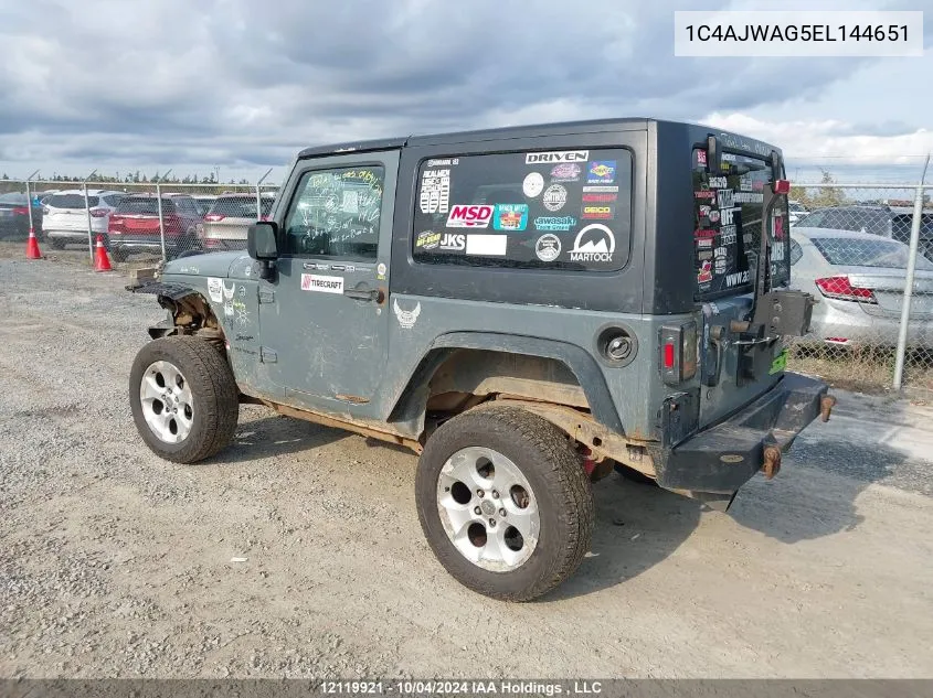 2014 Jeep Wrangler Sport VIN: 1C4AJWAG5EL144651 Lot: 12119921