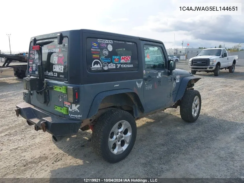 2014 Jeep Wrangler Sport VIN: 1C4AJWAG5EL144651 Lot: 12119921