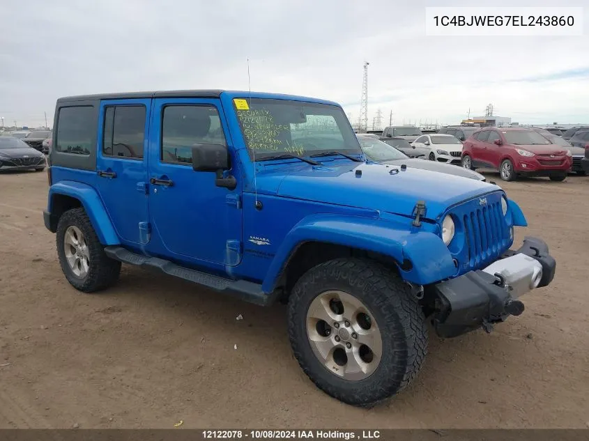 2014 Jeep Wrangler Unlimited Sahara VIN: 1C4BJWEG7EL243860 Lot: 12122078