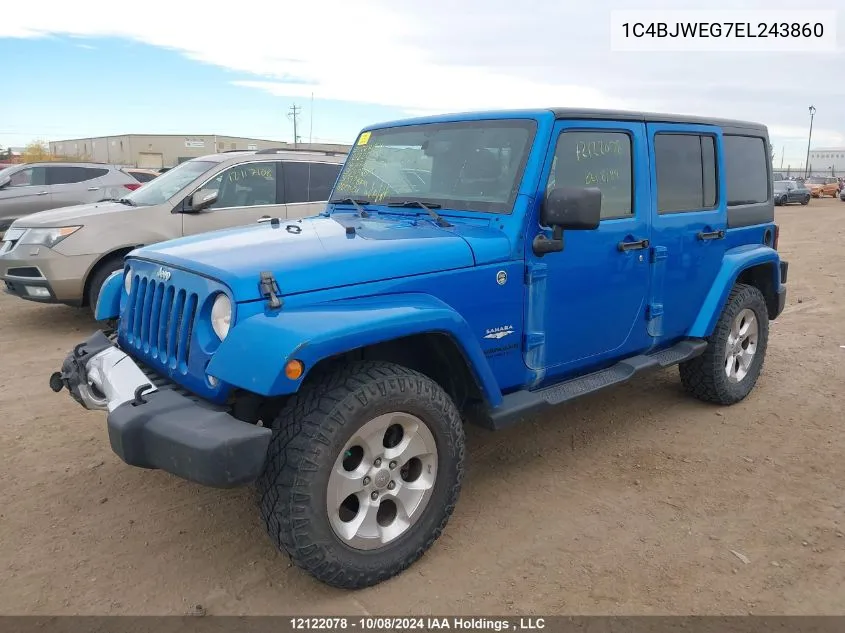 2014 Jeep Wrangler Unlimited Sahara VIN: 1C4BJWEG7EL243860 Lot: 12122078