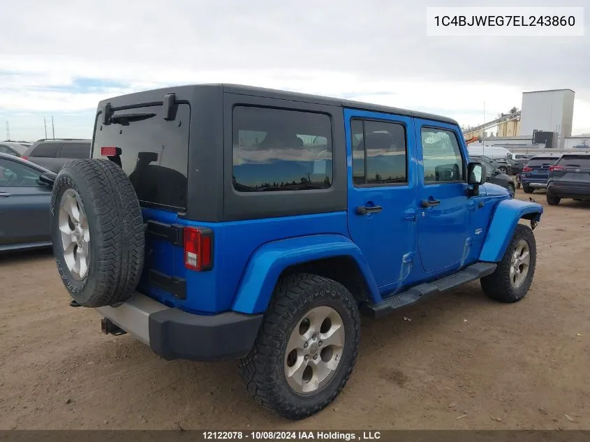 2014 Jeep Wrangler Unlimited Sahara VIN: 1C4BJWEG7EL243860 Lot: 12122078