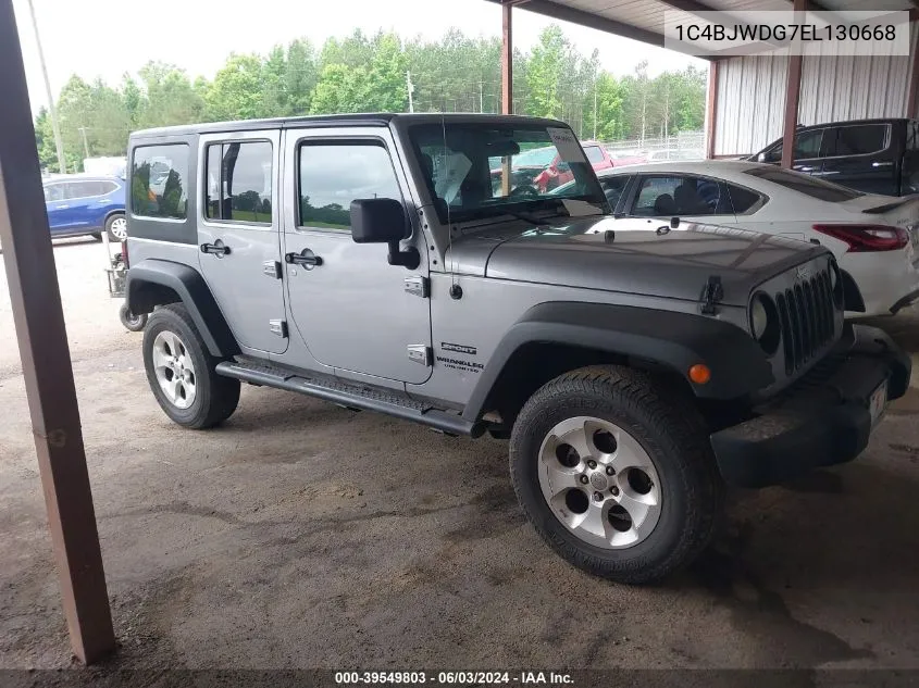 2014 Jeep Wrangler Unlimited Sport VIN: 1C4BJWDG7EL130668 Lot: 39549803