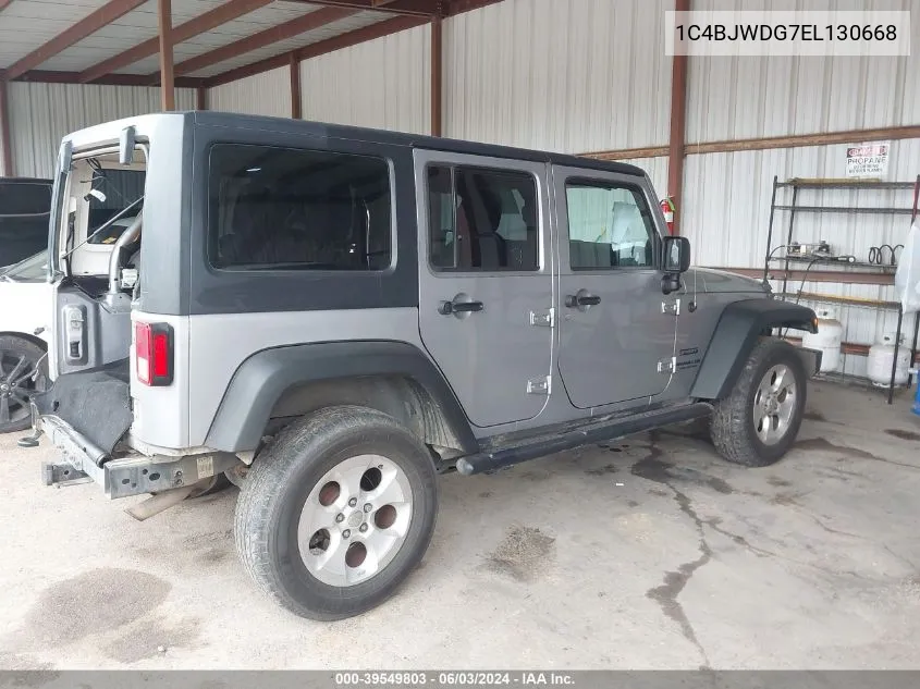 1C4BJWDG7EL130668 2014 Jeep Wrangler Unlimited Sport