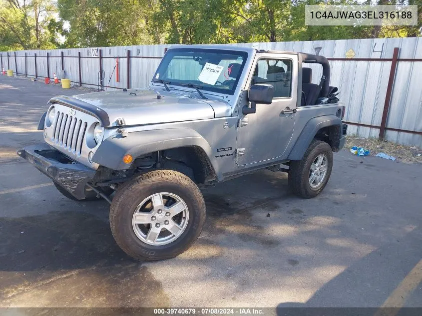 2014 Jeep Wrangler Sport VIN: 1C4AJWAG3EL316188 Lot: 39740679