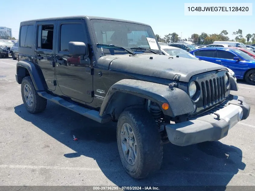 2014 Jeep Wrangler Unlimited Sahara VIN: 1C4BJWEG7EL128420 Lot: 39796295