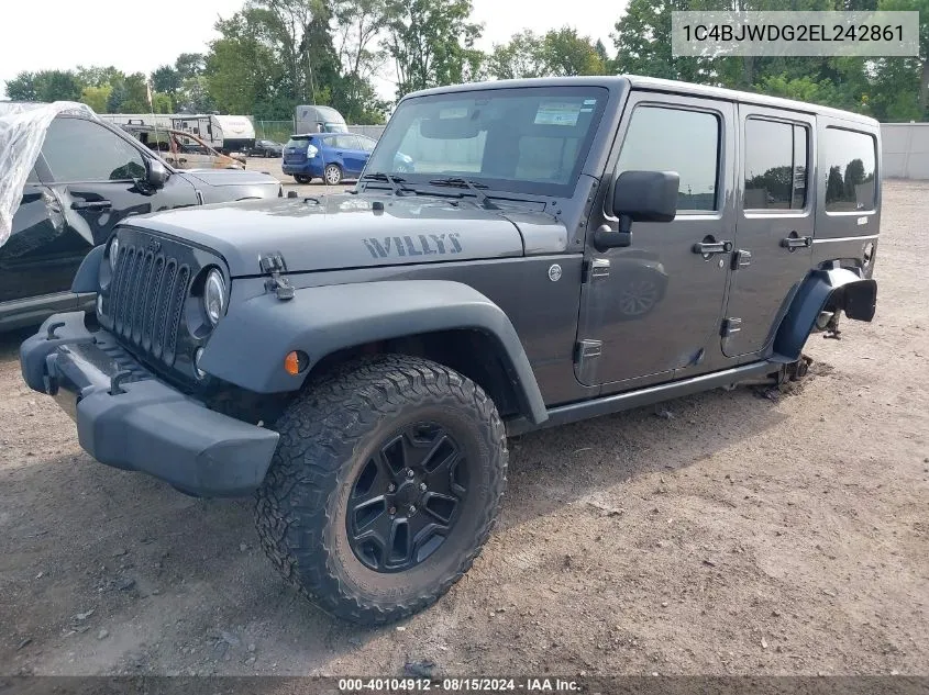 1C4BJWDG2EL242861 2014 Jeep Wrangler Unlimited Sport