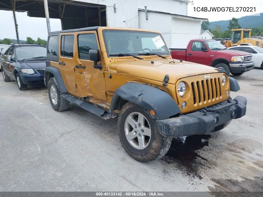 2014 Jeep Wrangler Unlimited Sport VIN: 1C4BJWDG7EL270221 Lot: 40133142