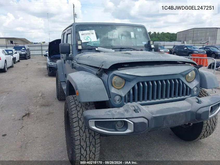 2014 Jeep Wrangler Unlimited Sport VIN: 1C4BJWDG0EL247251 Lot: 40215170