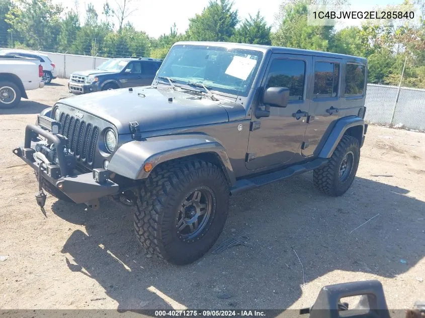 2014 Jeep Wrangler Unlimited Sahara VIN: 1C4BJWEG2EL285840 Lot: 40271275