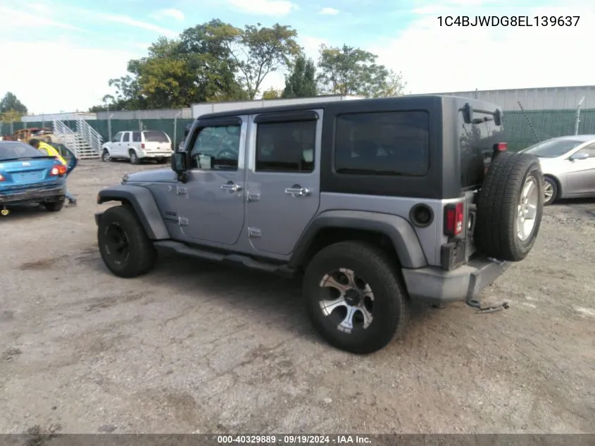 2014 Jeep Wrangler Unlimited Sport VIN: 1C4BJWDG8EL139637 Lot: 40329889