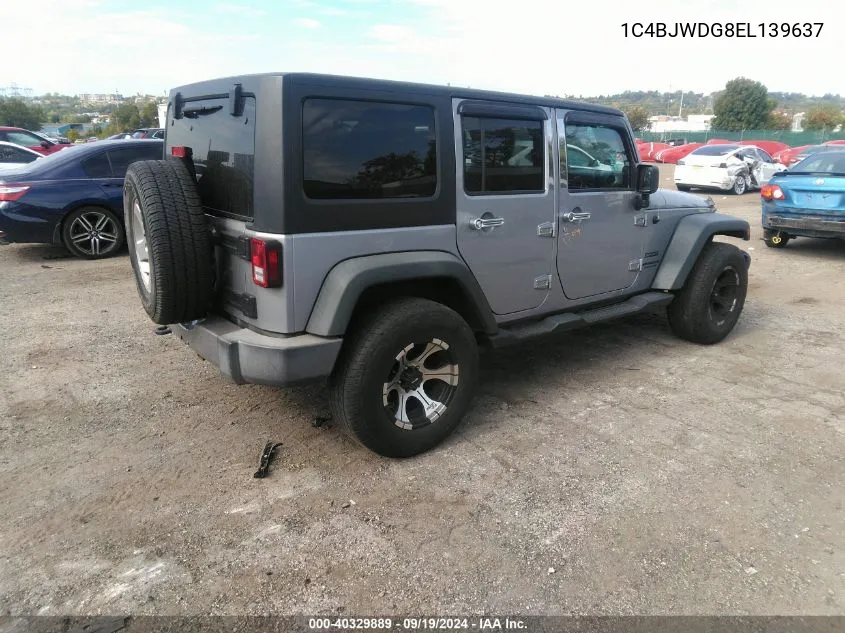 2014 Jeep Wrangler Unlimited Sport VIN: 1C4BJWDG8EL139637 Lot: 40329889