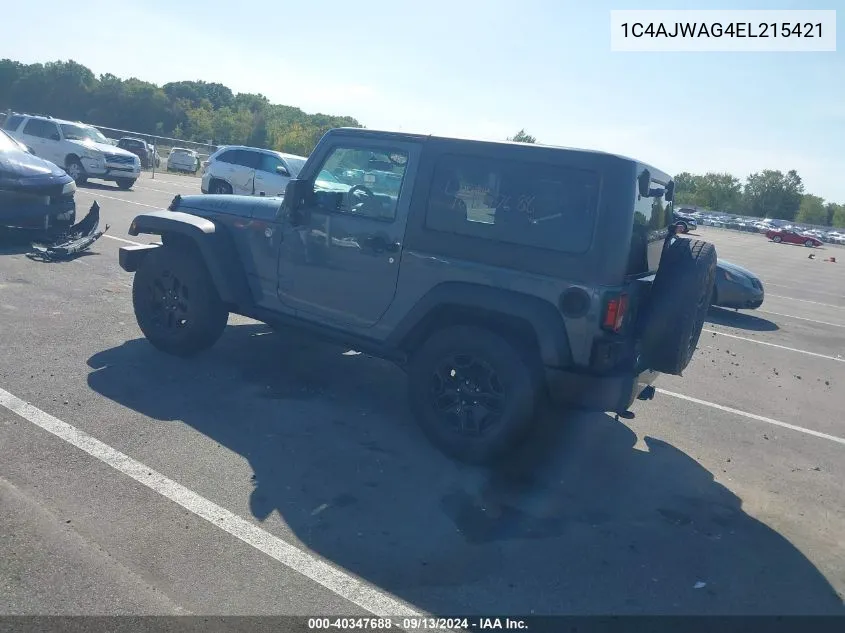 2014 Jeep Wrangler Willys Wheeler VIN: 1C4AJWAG4EL215421 Lot: 40347688