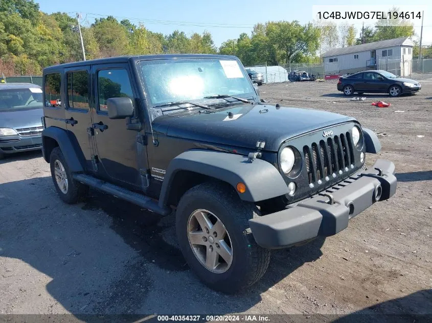 2014 Jeep Wrangler Unlimited Sport VIN: 1C4BJWDG7EL194614 Lot: 40354327