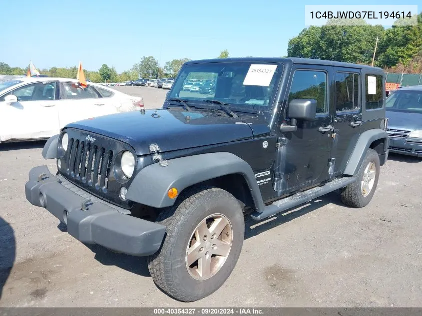 2014 Jeep Wrangler Unlimited Sport VIN: 1C4BJWDG7EL194614 Lot: 40354327