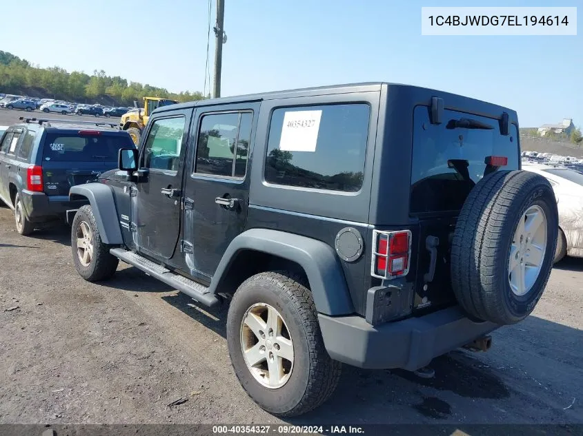 2014 Jeep Wrangler Unlimited Sport VIN: 1C4BJWDG7EL194614 Lot: 40354327