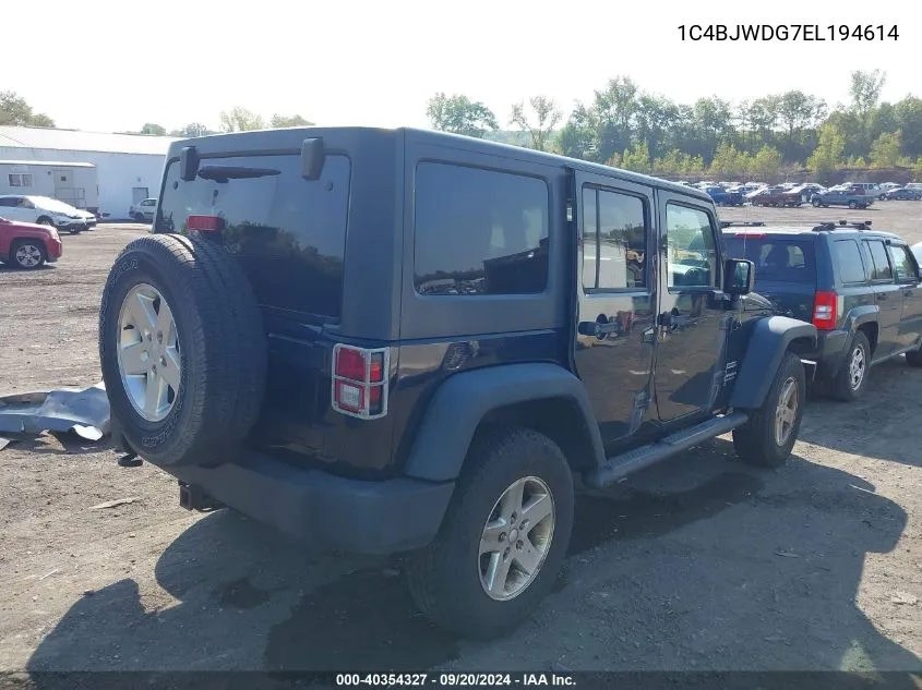 2014 Jeep Wrangler Unlimited Sport VIN: 1C4BJWDG7EL194614 Lot: 40354327