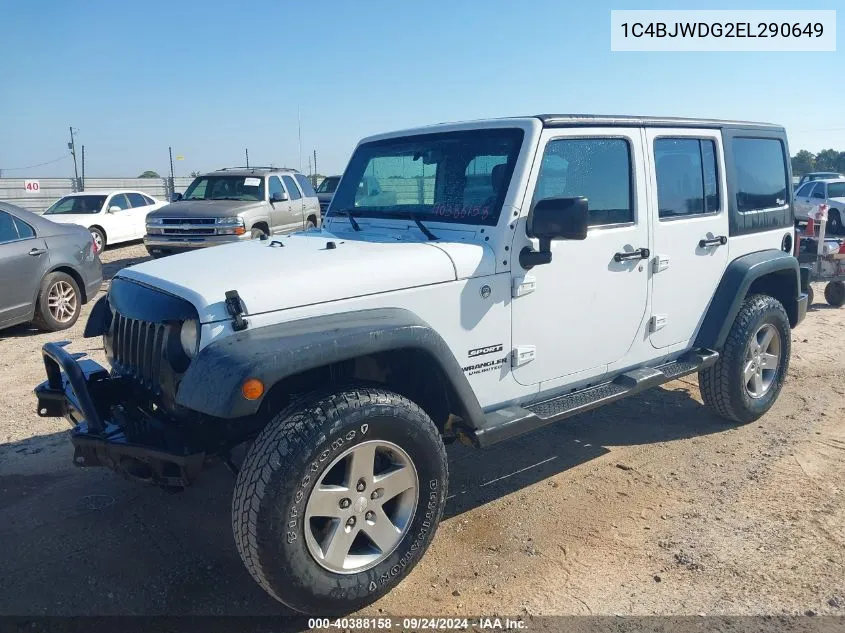 1C4BJWDG2EL290649 2014 Jeep Wrangler Unlimited Sport