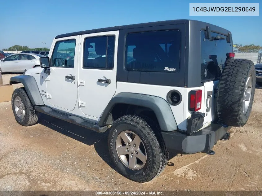 2014 Jeep Wrangler Unlimited Sport VIN: 1C4BJWDG2EL290649 Lot: 40388158