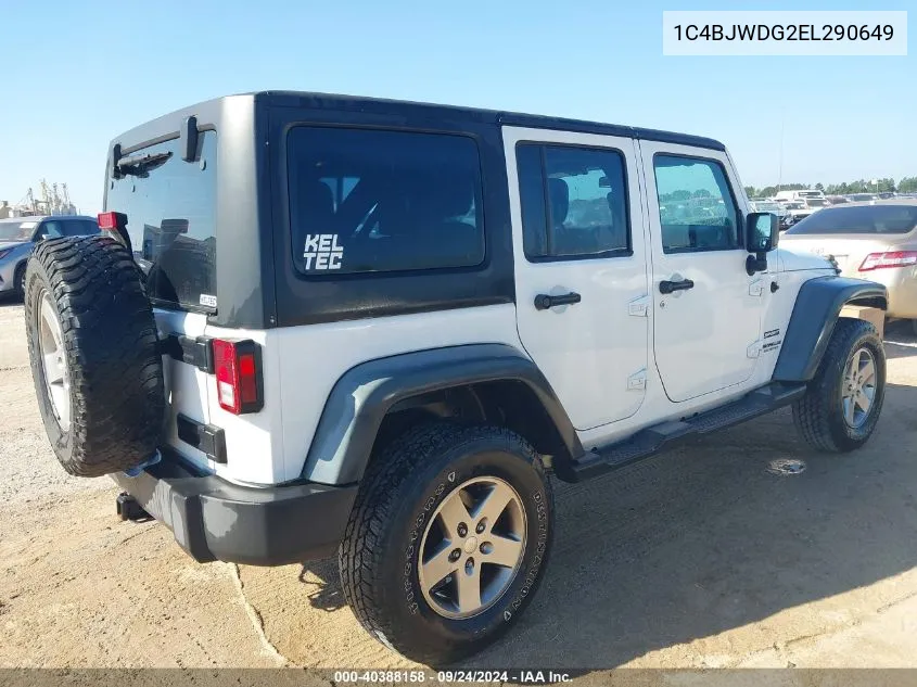 2014 Jeep Wrangler Unlimited Sport VIN: 1C4BJWDG2EL290649 Lot: 40388158