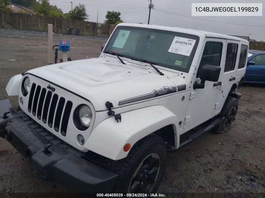 2014 Jeep Wrangler Unlimited Sahara VIN: 1C4BJWEG0EL199829 Lot: 40405039