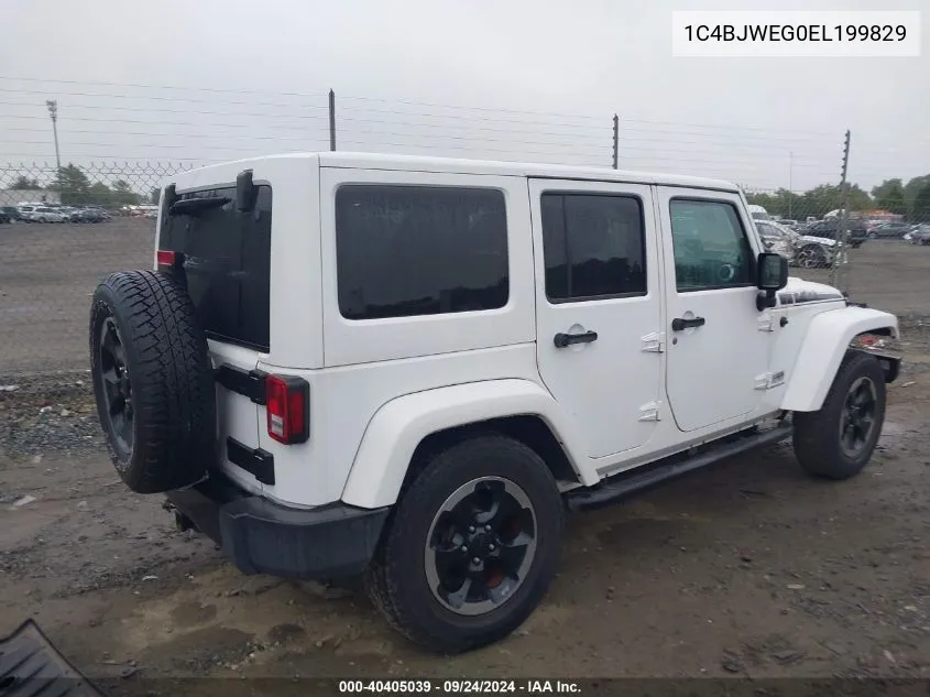 2014 Jeep Wrangler Unlimited Sahara VIN: 1C4BJWEG0EL199829 Lot: 40405039