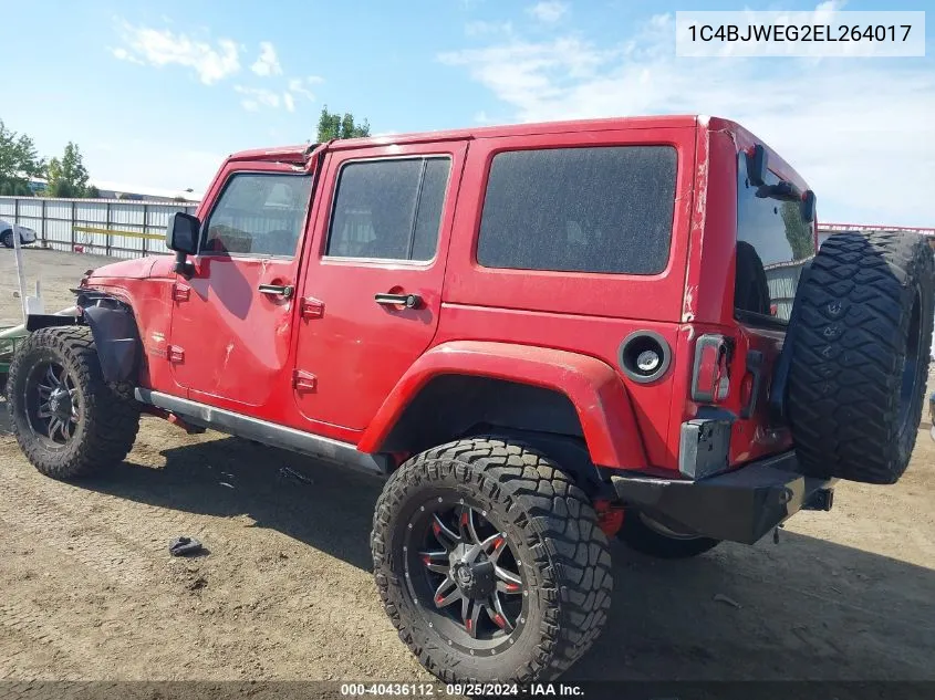 2014 Jeep Wrangler Unlimited Sahara VIN: 1C4BJWEG2EL264017 Lot: 40436112