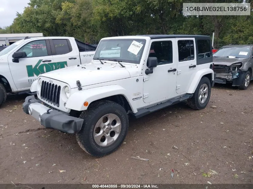 2014 Jeep Wrangler Unlimited Sahara VIN: 1C4BJWEG2EL138756 Lot: 40443855