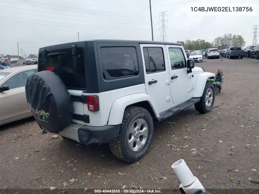 2014 Jeep Wrangler Unlimited Sahara VIN: 1C4BJWEG2EL138756 Lot: 40443855