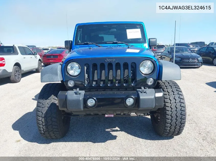 2014 Jeep Wrangler Willys Wheeler VIN: 1C4AJWAG3EL324615 Lot: 40476800