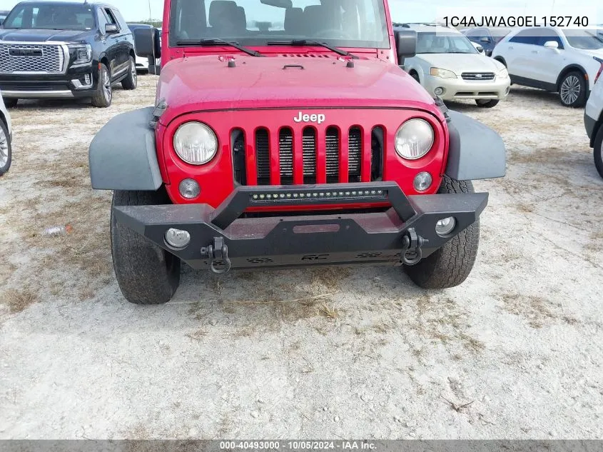 2014 Jeep Wrangler Sport VIN: 1C4AJWAG0EL152740 Lot: 40493000