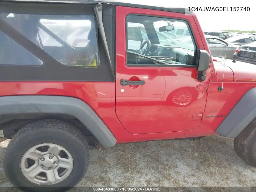 2014 Jeep Wrangler Sport VIN: 1C4AJWAG0EL152740 Lot: 40493000