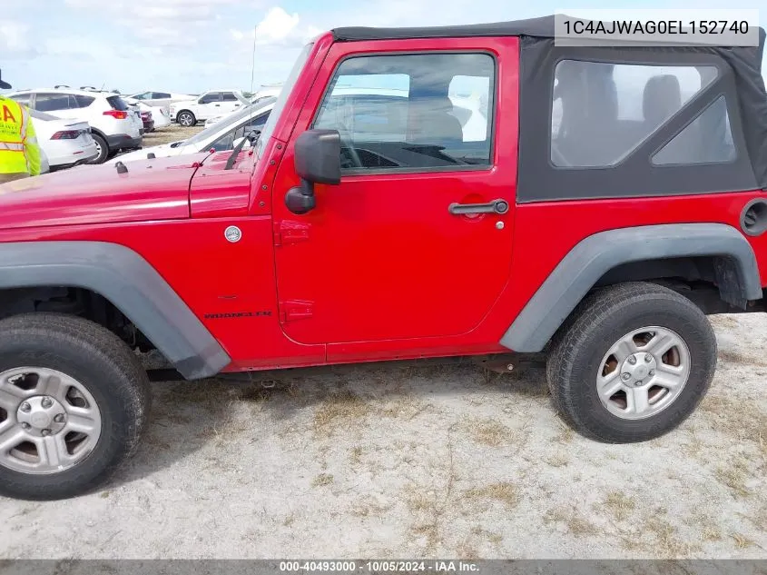 2014 Jeep Wrangler Sport VIN: 1C4AJWAG0EL152740 Lot: 40493000